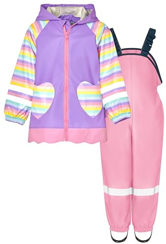 Playshoes Unisex barn regnset regnbyxor regndräkt (2-pack), Enhörning rosa, 80