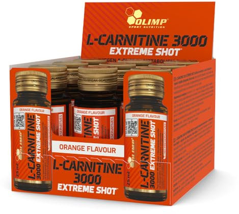 Olimp Sport Nutrition - Can L-carnitina 3000 Extreme Shot (9x25ml) - L-Carnitina - 9 dosi di L-Carnitina concentrata - Arancione
