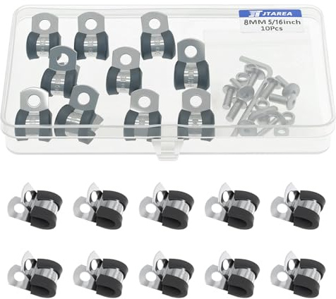 JTAREA 8MM Abrazaderas de Cable Clips de Goma P Abrazaderas de Manguera 5/16 Abrazadera de Tubo de Acero Inoxidable P Clip de Gomas con Tornillos