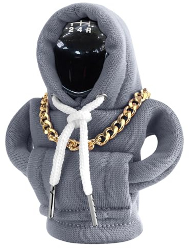 VAGCARS Sudadera con capucha para palanca de cambios de coche, funda para palanca de cambios, funda para palanca de cambios con collar, accesorios universales para el interior del coche (Gris)