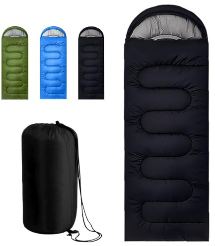 Sleeping Bag for Camping,Sleeping Bags for Adults Backpacking Waterproof,3 Seasons Adult Blanket,Small Packed Ultralight Carry Bag, Soft,Thick and Warm,for Outdoor Camping,Travel,Hiking (Black)