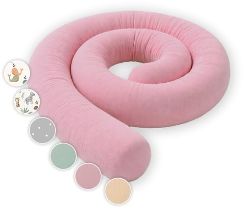 Lovely Hippo sidosovkudde av 100 % bomull – sängorm kroppskudde, lång kudde, sängrulle, kudde (syren, 200 cm)