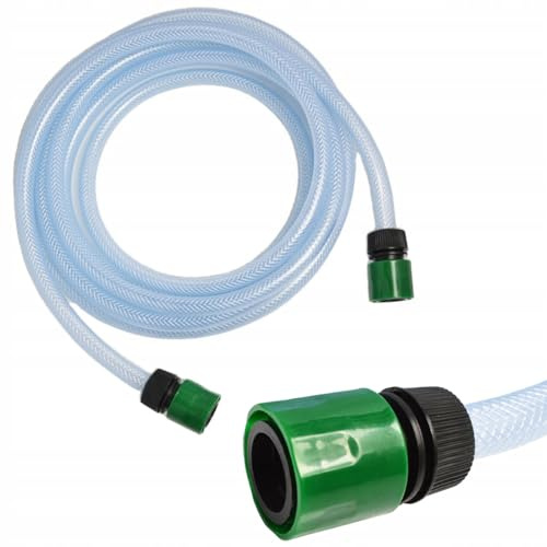 Sugslang transparent PVC 10 m 1/2 tum – högtrycksslang 21 bar med 2 snabbkopplingar | förstärkt, flexibel, för tryckrenare, vatteninsugning