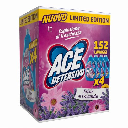 ACE Detersivo Igienizzante Lavanda – Detersivo Liquido Lavatrice, Rimuove Macchie e Sporco, Igienizza Tessuti, Bucato Pulito e Fresco anche a Freddo, Formula Efficace e Profumo Duraturo, 152 lavaggi