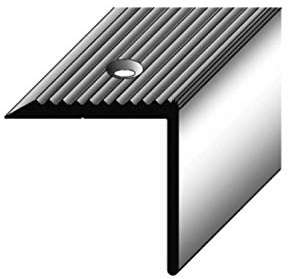 2 meter (2 x 1 m) trappkantprofil (30 mm x 30 mm) aloxerad, borrad, silverfärgad