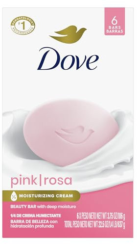 Dove Beauty Bar Gentle Skin Cleanser Pink 6 Bars Moisturizing for Gentle Soft Skin Care More Moisturizing Than Bar Soap 3.75 oz