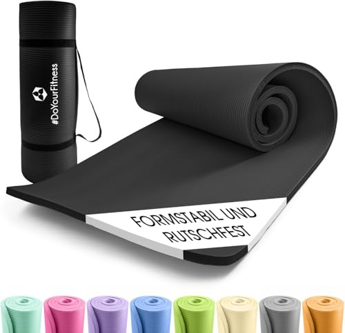 #DoYourFitness x World Fitness | Fitnessmatte Yogini | 183x61x1cm | Phthalatfrei & rutschfest | Gymnastikmatte ideal für Yoga, Pilates, Fitness, Outdoor im Studio & zu Hause | Schwarz