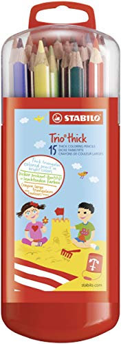 STABILO - Dreikant-Buntstift - Trio dick - 15er Box mit Hängelasche - mit 15 verschiedenen Farben