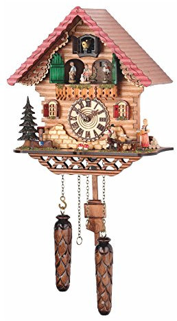 Trenkle Quarz Kuckucksuhr Schwarzwaldhaus mit Musik, drehende Tänzer TU 474 QMT HZZG
