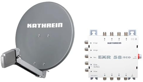 HD Sat Anlage von Kathrein für 8 Anschlüsse mit Kathrein CAS 80 (75cm) in Anthrazit Grau + Quattro LNB & EXR 58/ECO - Für HDTV 1080p, 3D, Ultra HD 4K