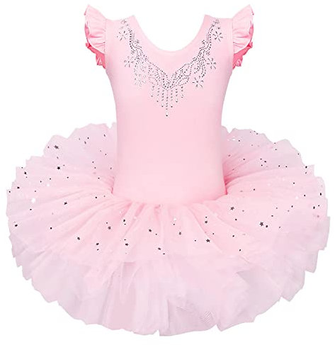 ZNYUNE Mädchen Kinder Ballett Tanz Kleid Klassik Ballettanzug 184 Peach L