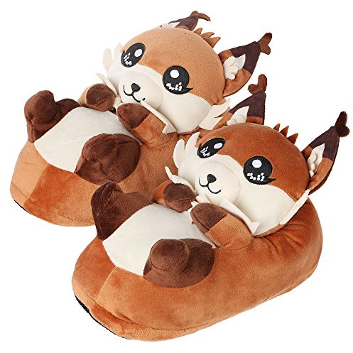 corimori (20+ designs) Pantofole Peluche Animali Donna Uomo Bambini, Taglia Unica 34-44, Volpe, 1847