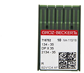 Groz-Beckert 10-pack sömnålar 134-35 med rund kolv och rund spets för industrisymaskiner (Nm. 110/18)