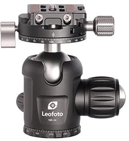 Leofoto - NB-34 Tripod Head with NP-50 Quick Release Plate - Compact and Solid - Load Capacity: 20 kg - Double Panning Function - NB-34+NP-50