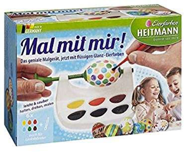 Heitmann Malgerät - Mal mit Mir! - Ostereier-Malmaschine - 6 flüssige Eierfarben mit Pinsel