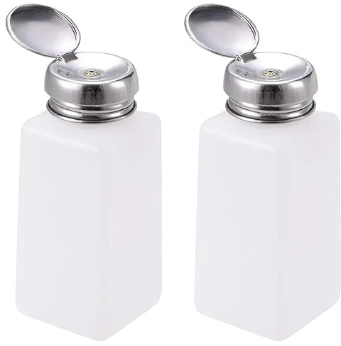 Utoolmart 250Ml Alcohol Liquid Press Pumping Dispenser, for Nail Polish Remover, Lip Eye Makeup Remover, Pump Dispensers Empty Bottle with Pump Head, 2 Pcs