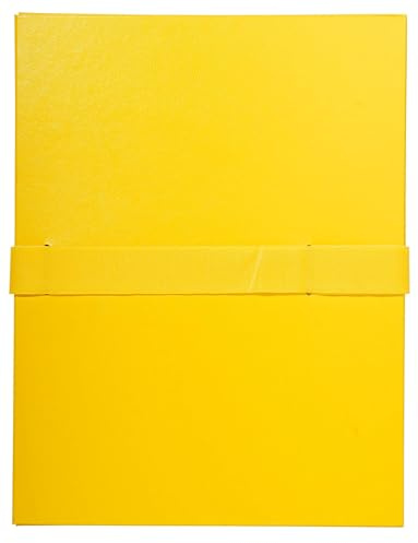 Exacompta - Réf. 627E - Carton de 10 chemises à dos extensible balacron - 1 rabat - fermeture par sangle auto-agrippante/scratch - dimensions 24 x 32 cm - pour documents au format A4 - couleur jaune