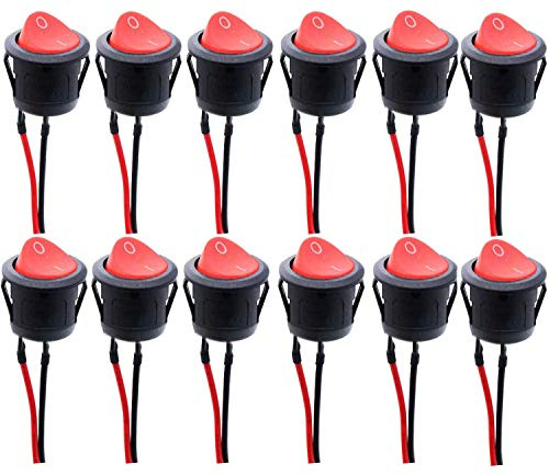 RUNCCI-YUN Interrupteur à Bascule Rond, CA 6 A/125 V, 3 A/250 V Interrupteur à Bascule 2 Broches, Bouton De Verrouillage Interrupteur,pour Voiture, Camion, Voitures de Course, (12 pièces)