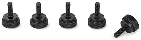 PrecisionGeek – Rändelschrauben M6 x 10mm, Schwarzstahl Schwarzoxid, Handverstellbare Schrauben mit Rändelkopf, Ansatzschrauben für Maschinenbau, Möbel, Elektronik – Set mit 5 Stück