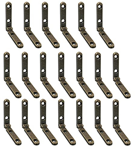 20 Pieces 90 Degree Zinc Alloy Hinges Antique Hinges Retro Hinge with Fixing Screws, Support Hinge Stay Hinge for Box for Wooden Boxes, Jewelry Box