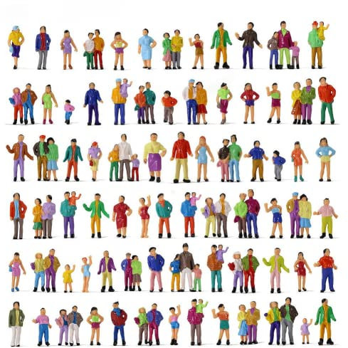 SPORTARC 300 figuras pintadas a escala 1:87 HO, modelo de pasajeros, escala HO, tren, parque, calle, pasajero, 300 unidades