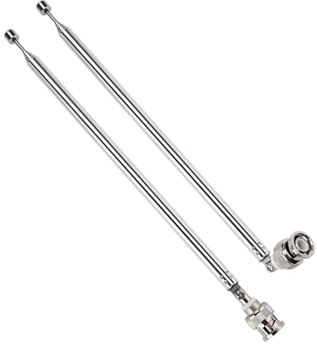 VooGenzek 2 stycken 100 cm FM-teleskopantenn, bärbar BNC, för TV DAB stereomottagning