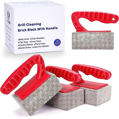 Premium Grillbürste für Gussrost (4 Stück) - Grill Reinigungsbürste mit Langer Griff für Emaillierte Stahl