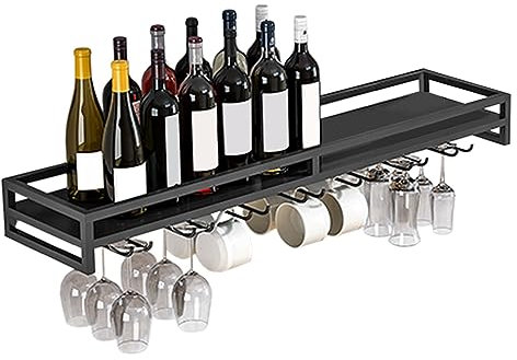 Bottiglia di vino montata a parete - Portabicchieri, Portabicchieri da vino Scaffale per bicchieri da vino in ferro facile da installare 60/80 / 100CM, per mobile bar da cucina, Po