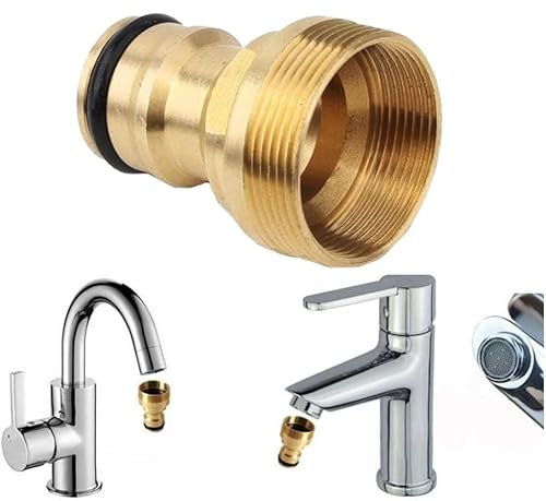 Rmeet Tap Connector,1PC Universal Mixer Tap Brass Hose Connector Adapter for Hose Pipe,Fitting Water Adapter Tool for Kitchen Outside Garden Watering