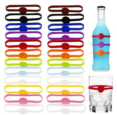 KGDUYC 12pcs Segnabicchieri Silicone, Segnabicchiere Colorati Riutilizzabili Marcatori di Bevande Identificatore Pennarelli Bicchiere Segna Bicchieri Calici da Vino per Champagne Whisky Martini Drink