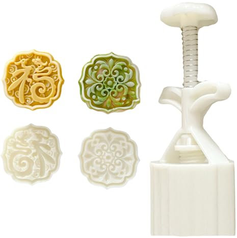 Avejjbaey Moldes tradicionales chinos para tartas de luna para hornear en casa, 75 g, moldes para tartas de luna con elegante patrón para