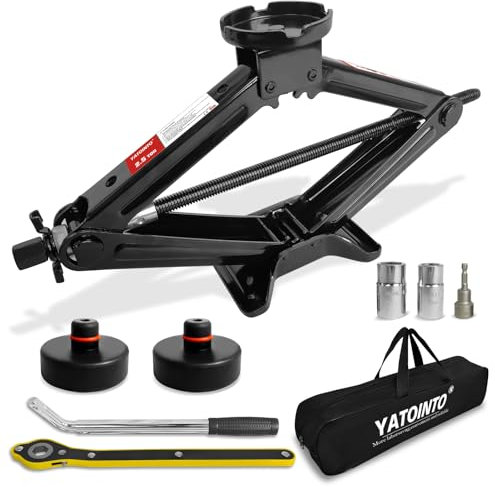 Car Scissor Jack for Tessla, Portable Tire Changing Kit Includes 5512 LBS/2.5 Ton Black Scissor Jack Socket Drill Adapter Jack Pad Ratchet Wrench, for Model Y Model 3/S/X