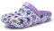 JOMIX Damen Clogs mit Fußbett Sommer Bunte Gartenschuhe Arbeitsclogs Anti-Rutsch Leicht Gummi Hausschuhe Pantoletten Wandern Meer Strand Pool (Lila, 41EU, SD9440)