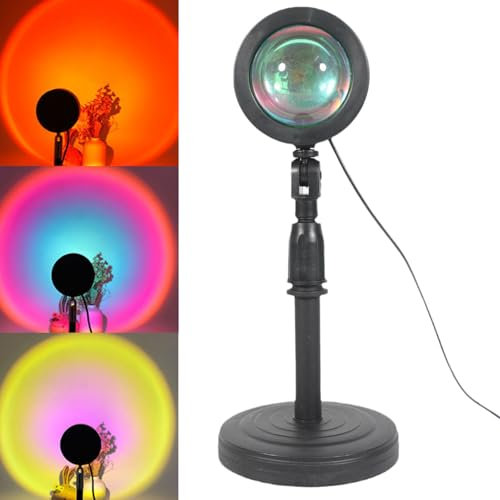 Okaywork Lampara sunset - lampara atardecer de 16 colores, luz ambiental con conexión USB, luz ambiental giratoria de 360°, ideal para fotografía, fiesta, vida, selfies y decoración del hogar.
