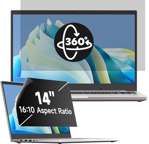 Mamol 360° Filtro de Privacidad 14 Pulgadas 16:10, Ángulo Completo Anti Espía Pantalla de Privacidad de 14 Pulgadas, Filtro de Privacidad de 14 Pulgadas Compatible con Ordenador Portátil (302mm*188mm)