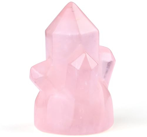 Jovivi Rose Quartz Crystal Gifts,Pink Crystal Quartz Cluster Geode Druzy Gemstone Hexagonal Stone Points Healing Crystals Wand Witchy Gifts for Women