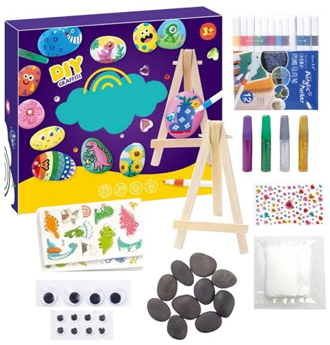 Yulokdwi Juego De Manualidades Para Pintar Para Niños | Kit De Pintura De Piedras Que En La Oscuridad Para Pequeños | Set De Pintura Para Piedras Para Niños Niñas Y Familia Con 200 Piezas