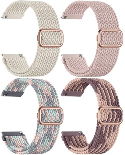 Epova Flätade 20 mm klockarmband kompatibla med Galaxy Watch 7 rem – Galaxy Watch 6 5 4 rem, mjuk nylon snabbfrigörande klockarmband för Garmin Vivoactive 5 3 6 Forerunner 55 245 Venu sq 2