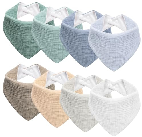 Kewlife present haklapp baby muslin triangelhalsduk baby halsduk justerbar för pojkar och flickor, Olivgrön-8 st, En Storlek