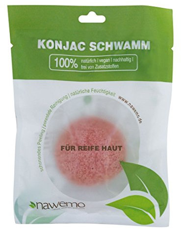 Konjac Schwamm Rosa Tonerde, für reife und müde Haut - Gesichtsschwamm für ein besseres Hautbild