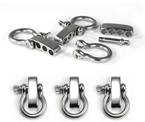 Ganzoo Lot de 3 manilles (Omega) en acier inoxydable avec fermeture réglable pour bracelets, cordons, etc. en paracorde - Couleur : argent