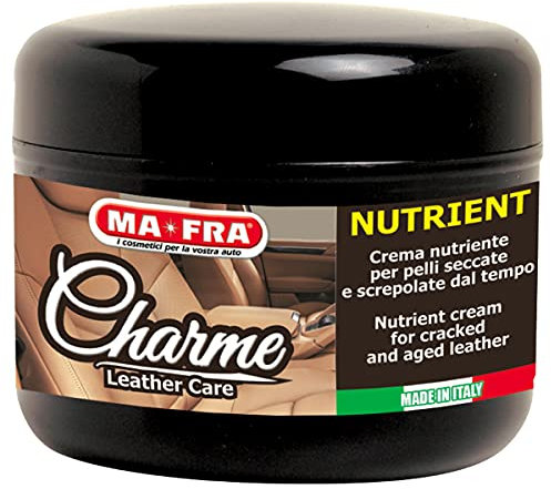 MAFRA, Charme Nutrient, Crema Nutriente e Detergente per Interni Auto in Pelle, Ideale per Pulizia, Riduce Grinze e Decoloramento, Effetto Anti-Invecchiamento, Confezione da 150 ml
