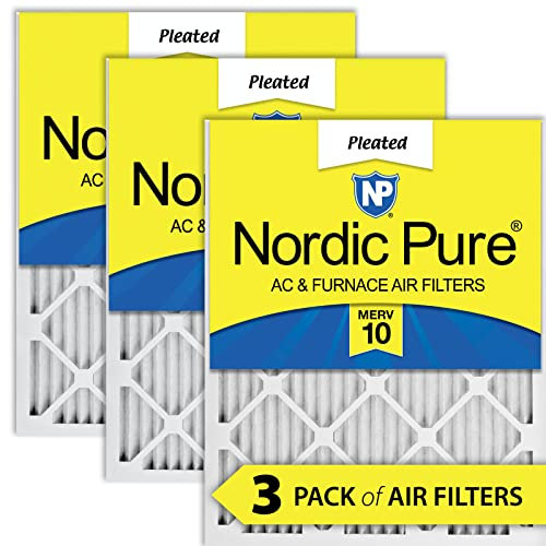 Nordic Pure 14x25x1M10-3 MERV 10 AC Furnace Filter 14x25x1 Merv 10 AC Furnace Filters Qty 3