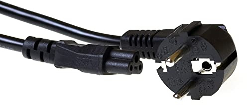 ACT strömkabel 3-polig 1,9 m, CEE7/7 strömkabel C5-kabel strömkabel typ F, för bärbar dator, skyddskontakt vinklad – AK5144