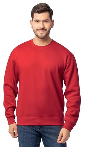 Fruit of the Loom Men's Eversoft Fleece Crewneck Sweatshirts, Moisture Wicking & Breathable, Sizes S-4x Shirt, Red, M