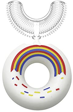 U-förmige Zahnbürste Kinder 360° Mundzahn Reinigungs Handzahnbürste mit Weichem Silikonkopf niedlich Zahnbürstengriff für Kinder Baby 2-12 Jahre