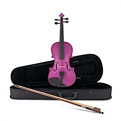Gear4music Purple Kids Violin Outfit 1/2 Size with Bow & Case | For Kids Ages 7-10, maple and Canadian spruce body, ergonomic chinrest, hand-sprayed sparkly finish