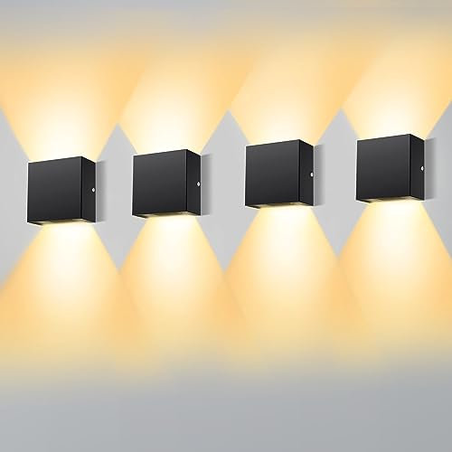 kioooki Wandleuchte Innen, 12W Wandlampe Innen mit Einstellbarem Up-Down-Design und Abstrahlwinkel, LED Wandbeleuchtung in Warmweiß 2700K für Schlafzimmer, Wohnzimmer, Flur, Balkon, Treppen…