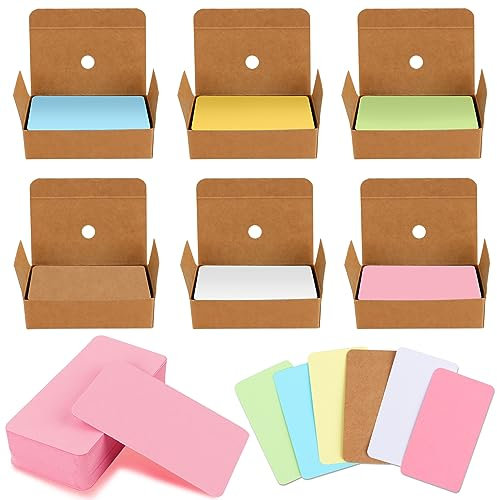 RUNEAY Bunte Papier Karten 600 Stück - 6 Farben Kraftpapier Mitteilungskarte Wortkarte Karteikarten DIY - Lernkarten Leer für Lernen, Graffiti, Gedächtnis