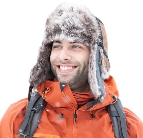 TOP-EX TOPEX XL/XXL Unisex Wintermütze Herren Trappermütze mit Ohrenklappen Fliegermütze Fellmütze Warme Russenmütze TE67191_Schwarz1 XL 60 großer Kopf